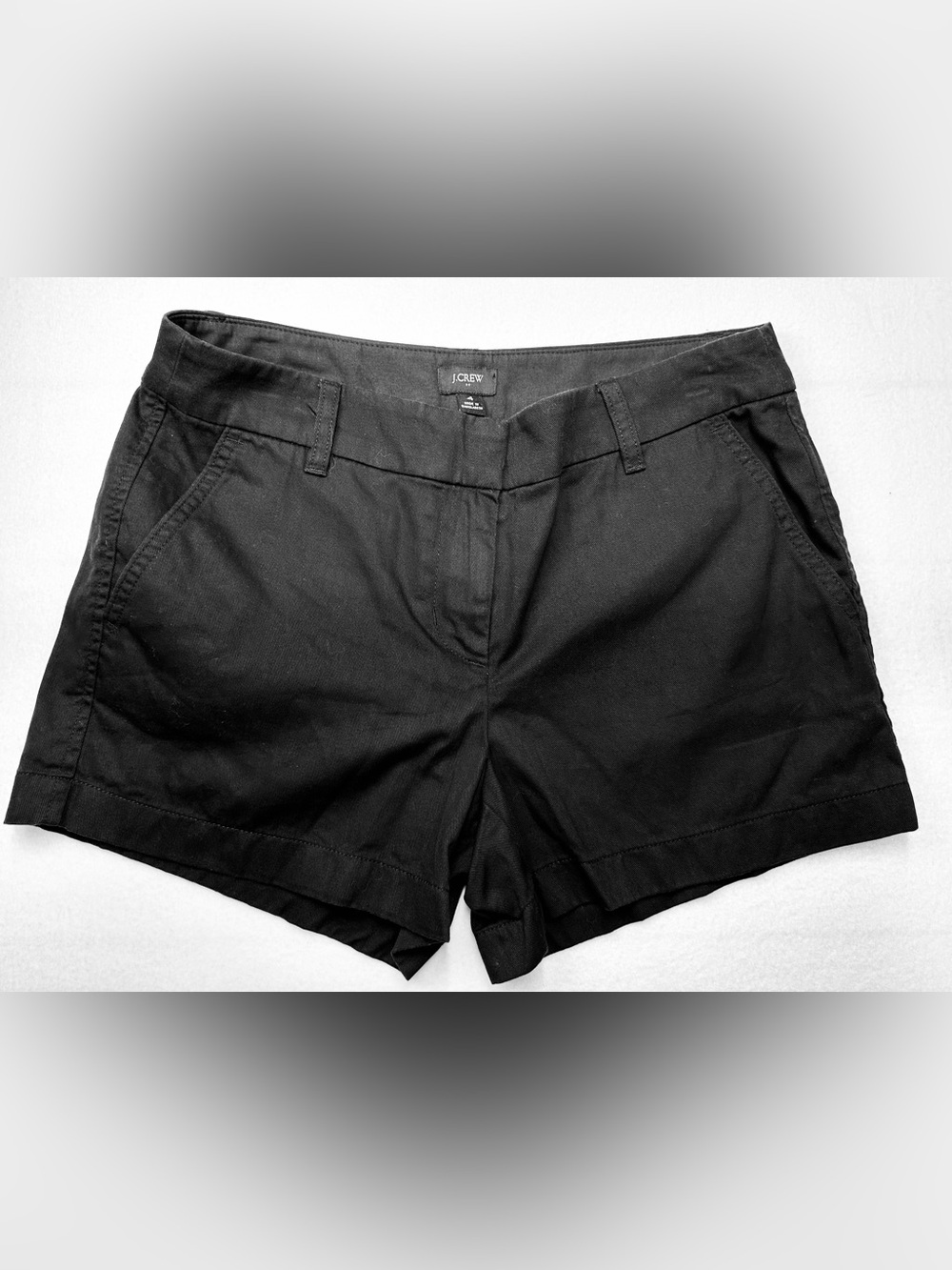 J. Crew Women’s Flat Front Essential Black Cotton Chino Shorts | Size 4, 4” EUC
